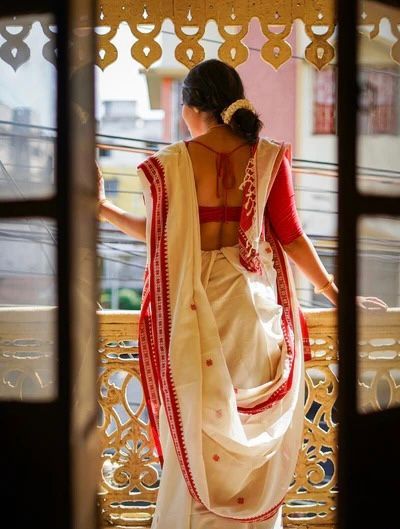 White Soft Lilan Slab Weaving Work Saree - Image 6
