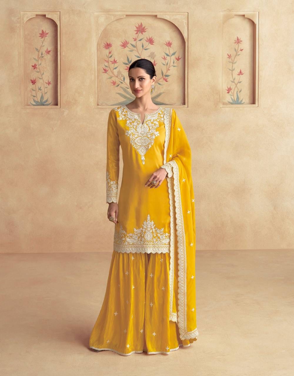 DS 3101 Yellow Chinon Salwar Suit Perfect for Wedding, Party, Durga Puja, Pooja, Holi – . Festive Deal ₹2049. Delivery 4-6 Working Days. Shop now. | Jump Suits, Tops & Bottoms, Track Suits, Salwar suit, Casual Suits, Creative suits, Designer Suits, Palazzo Suits, Party Wear Suits, Patiala Suits, Straight Suits, Trendy Wear