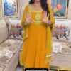 Yellow Georgette Lace Embroidery Work Salwar Suit