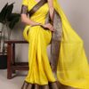 Yellow Marsh Mello Zari Work Saree