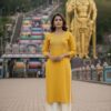 Yellow Rayon Embroidery Work Kurti
