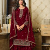 Maroon Georgette Embroidery Sequence Sharara Suit