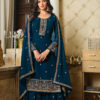 Peacock Blue Georgette Embroidery Sequence Sharara Suit
