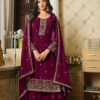Purple Georgette Embroidery Sequence Sharara Suit
