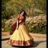 Cream Kanchipuram Zari Weaving Lehenga Choli
