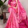 Pink Jacquard Silk Patola Print With Zari Saree
