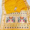 Yellow Paithani Silk Lace Zari Work Saree