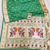 Parrot Green Paithani Silk Lace Zari Work Saree