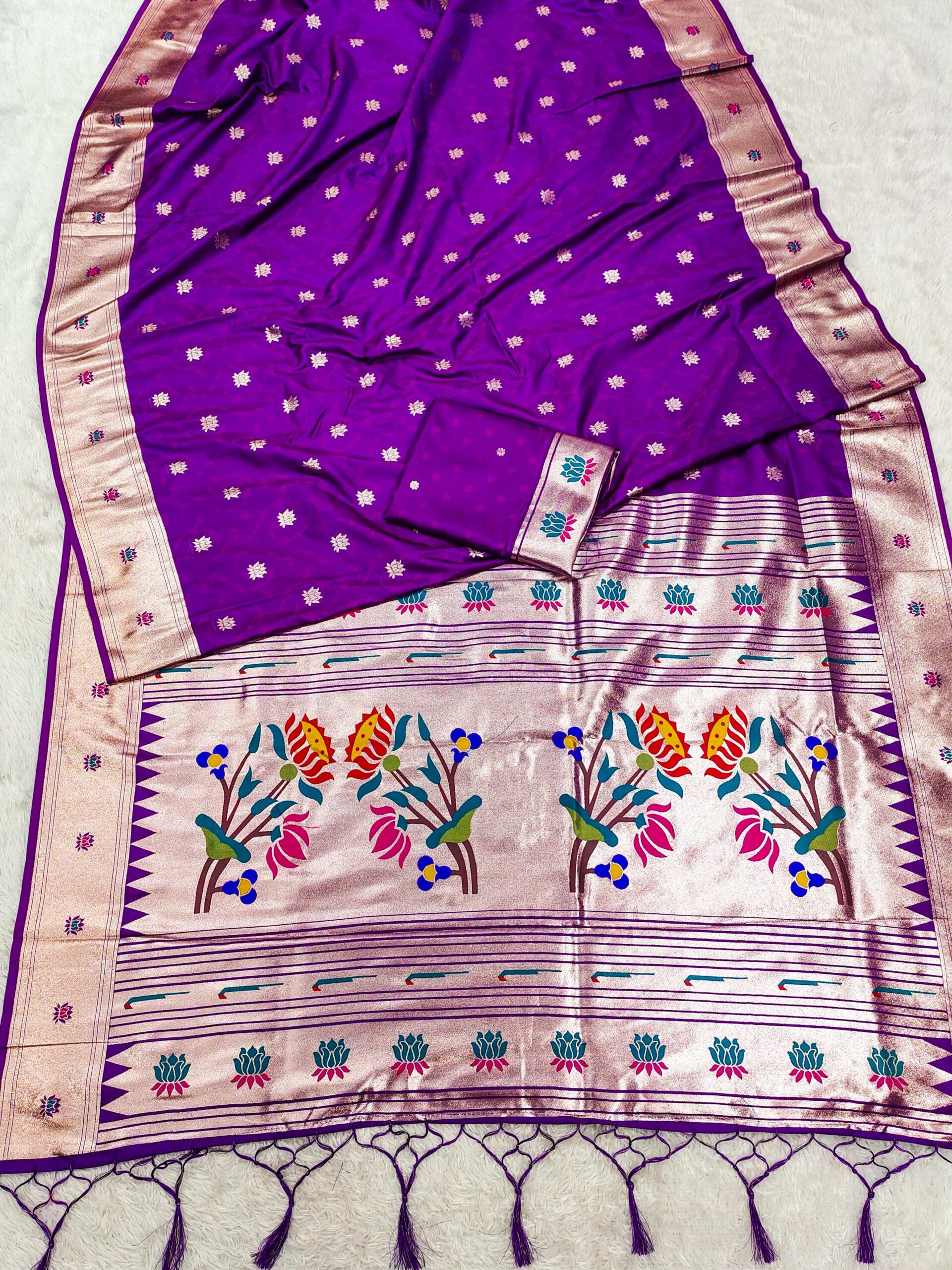 Purple Paithani Silk Lace Zari Work Saree