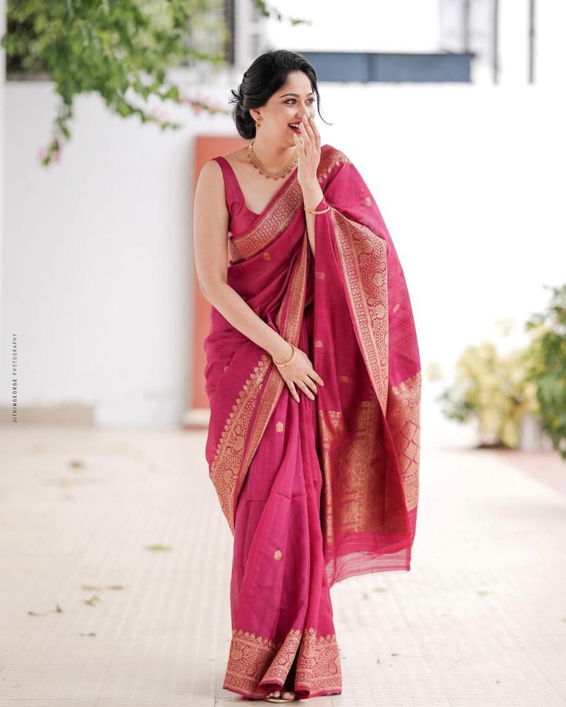 Pink Soft Lichi Silk All Over Saree - Image 8