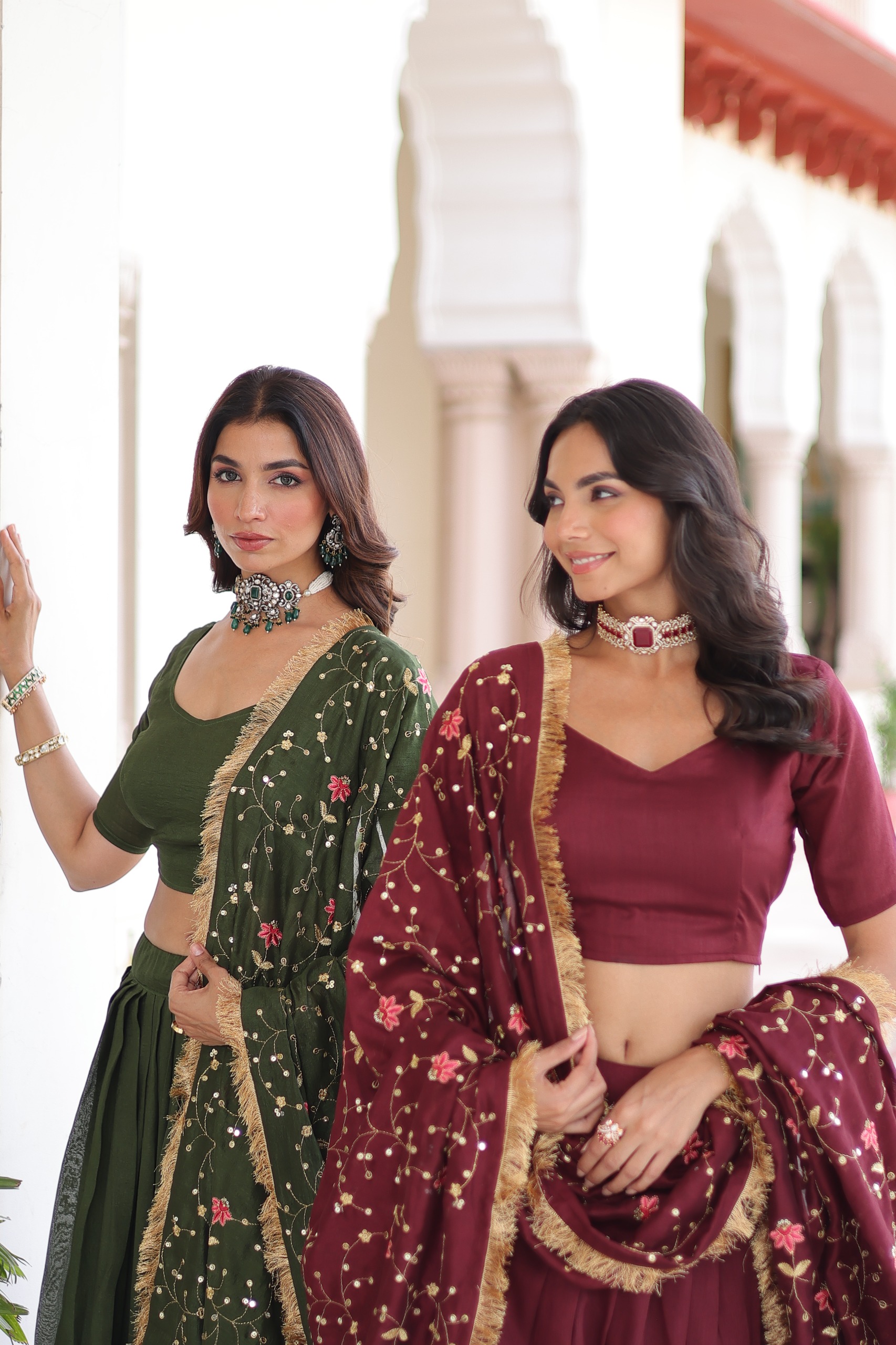 Maroon Vichitra Silk With Embroider Lehenga Choli - Image 9