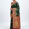 Green Paithani Silk Border Lace Work Saree