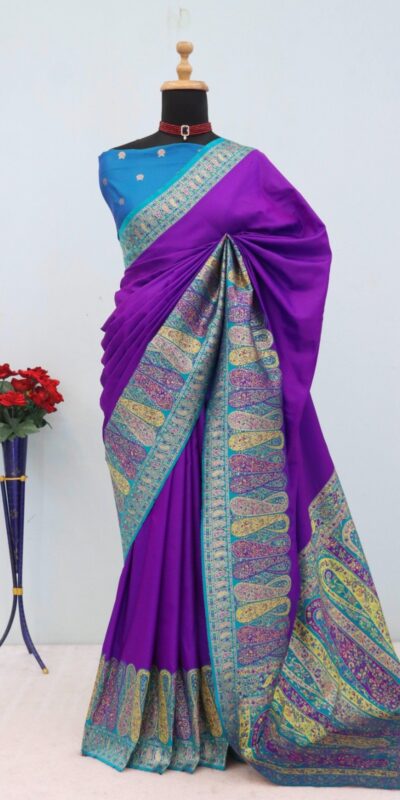 Purple Paithani Silk Woven Motifs Work Saree