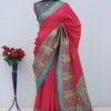 Pink Paithani Silk Woven Motifs Work Saree