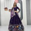 Purple Vichitra Silk Lace Border Work Lehenga Choli