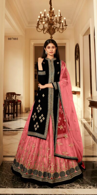 Peach Georgette Embroidery Work Lehenga Choli