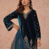 Blue Organza Embroidery Work Salwar Suit
