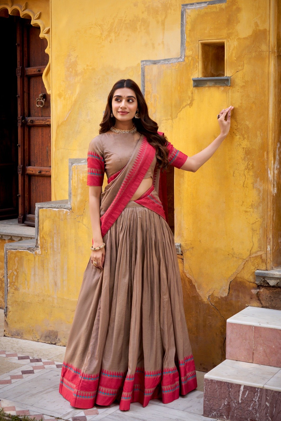 Chiku Chanderi Embroidery Work Lehenga Choli
