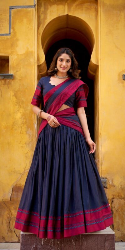 Black Chanderi Embroidery Work Lehenga Choli