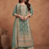 Sea Green Vichitra Embroidery Lace Work Salwar Suit
