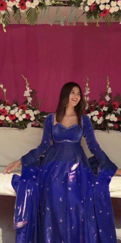 Navy Blue Fendy Silk Lace Work Salwar Suit