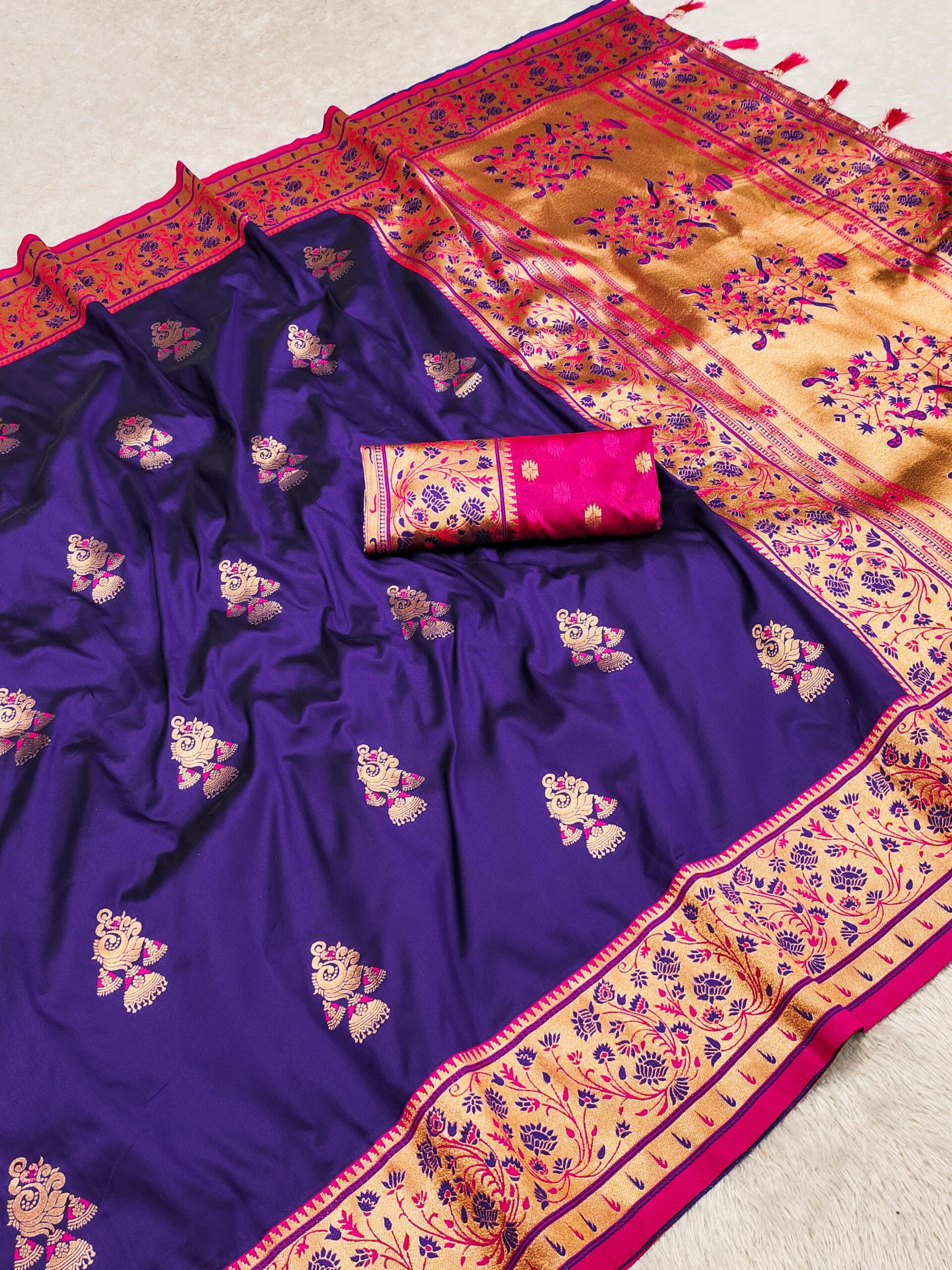 Royal Blue Pethani Silk Zari Lace Weaving Work Saree