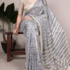 Blue Taser Silk With Printed Work Saree