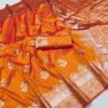 Orange Banarasi Silk Lace Zari Work Saree