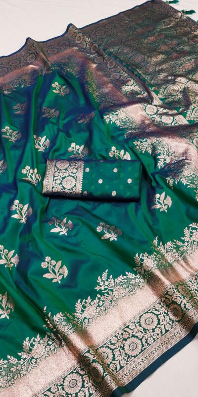Green Banarasi Silk Weaving Lace Zari Work Saree