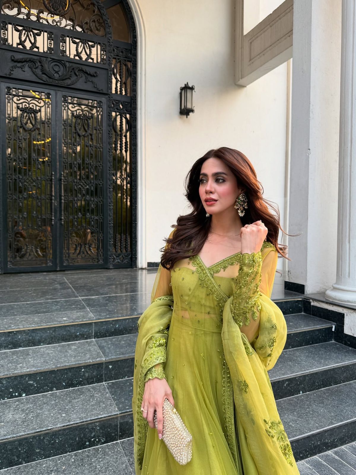 Green Butterfly Net Sequence Work Lehenga Choli - Image 5