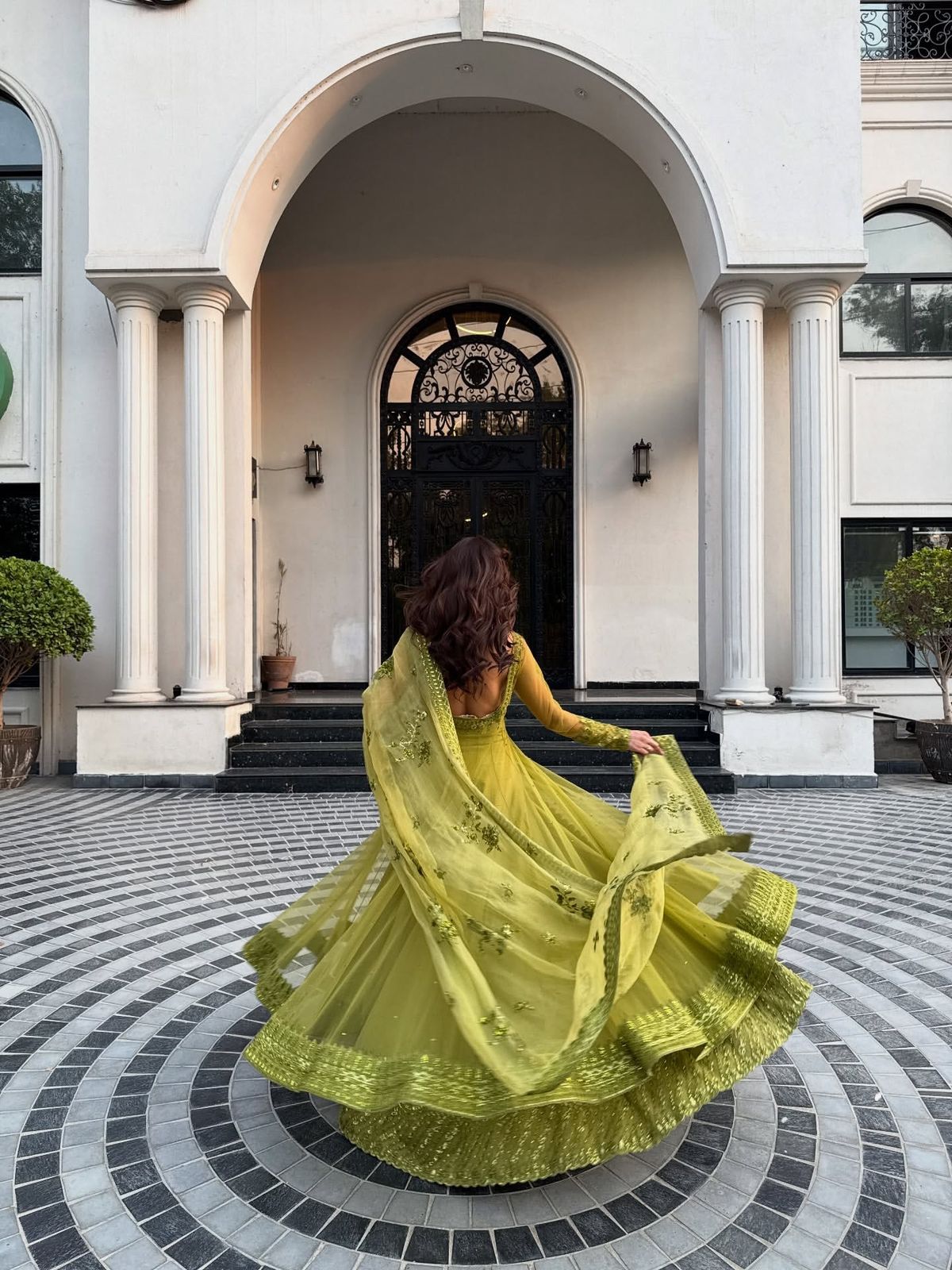 Green Butterfly Net Sequence Work Lehenga Choli - Image 6