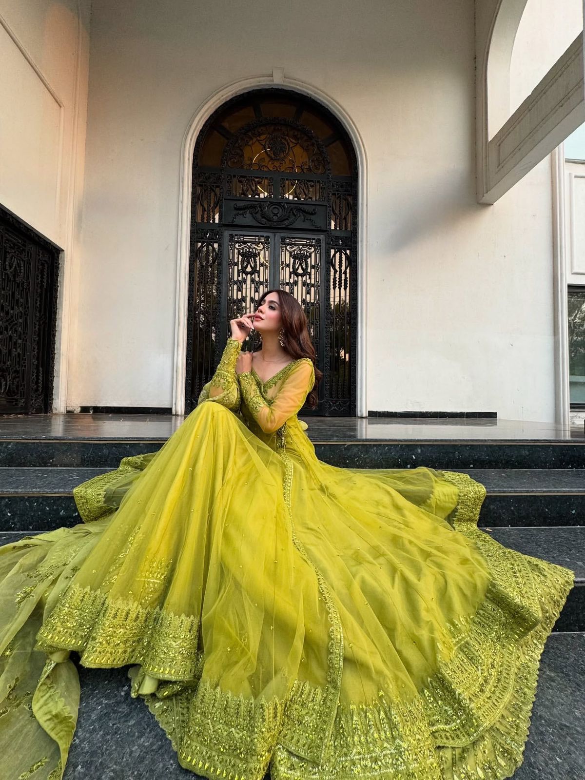 Green Butterfly Net Sequence Work Lehenga Choli - Image 7