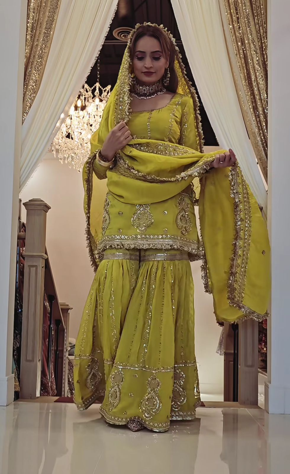 Mastered Chinon Silk Embroidery Lace Work Salwar Suit - Image 2