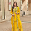 Yellow Georgette Embroidery Lace Work Salwar Suit
