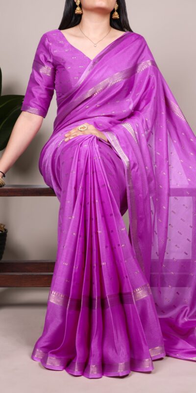 Lavender Crepe Weaving Work Saree