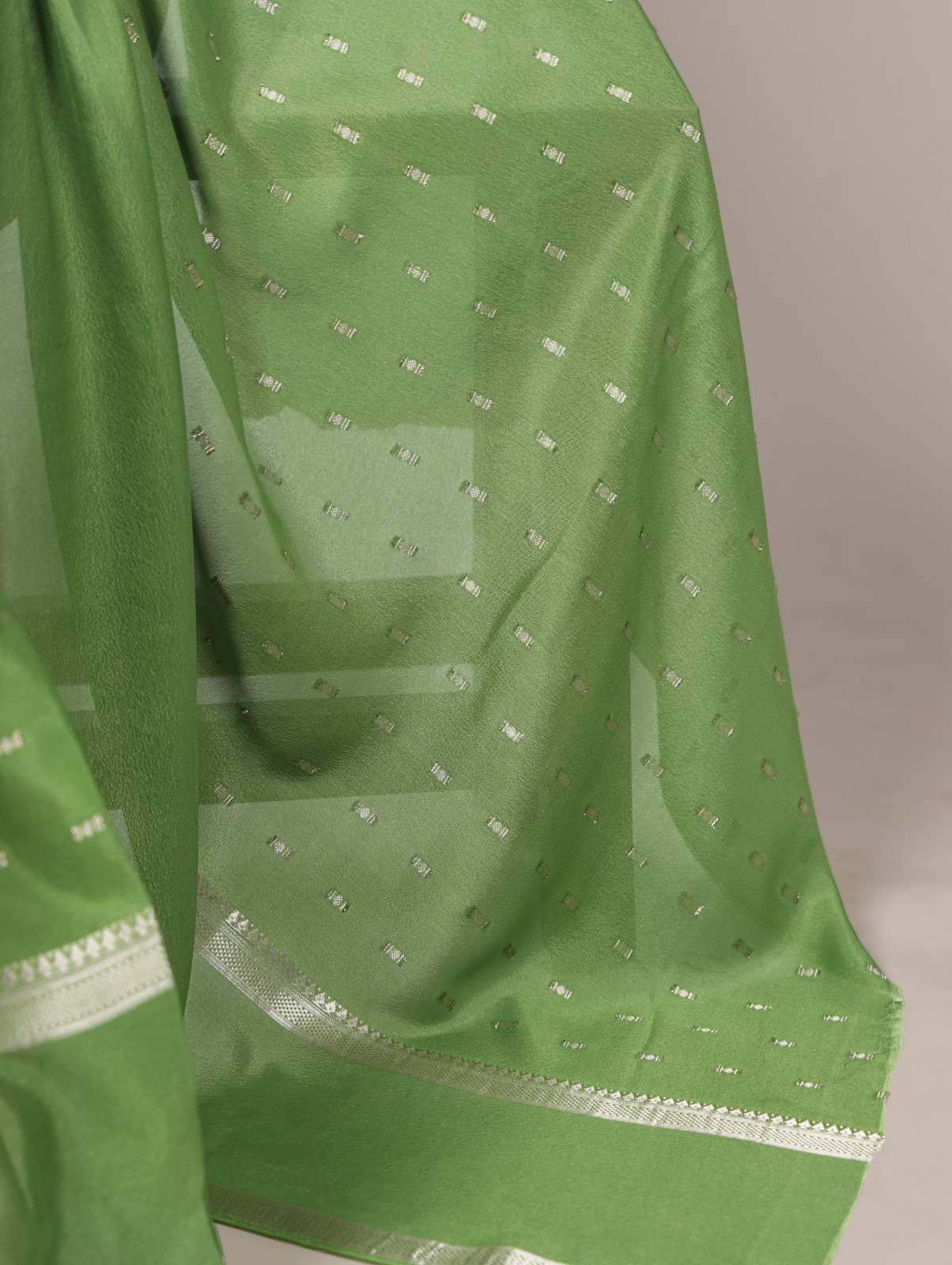 Pista Crepe Weaving Work Saree - Image 3