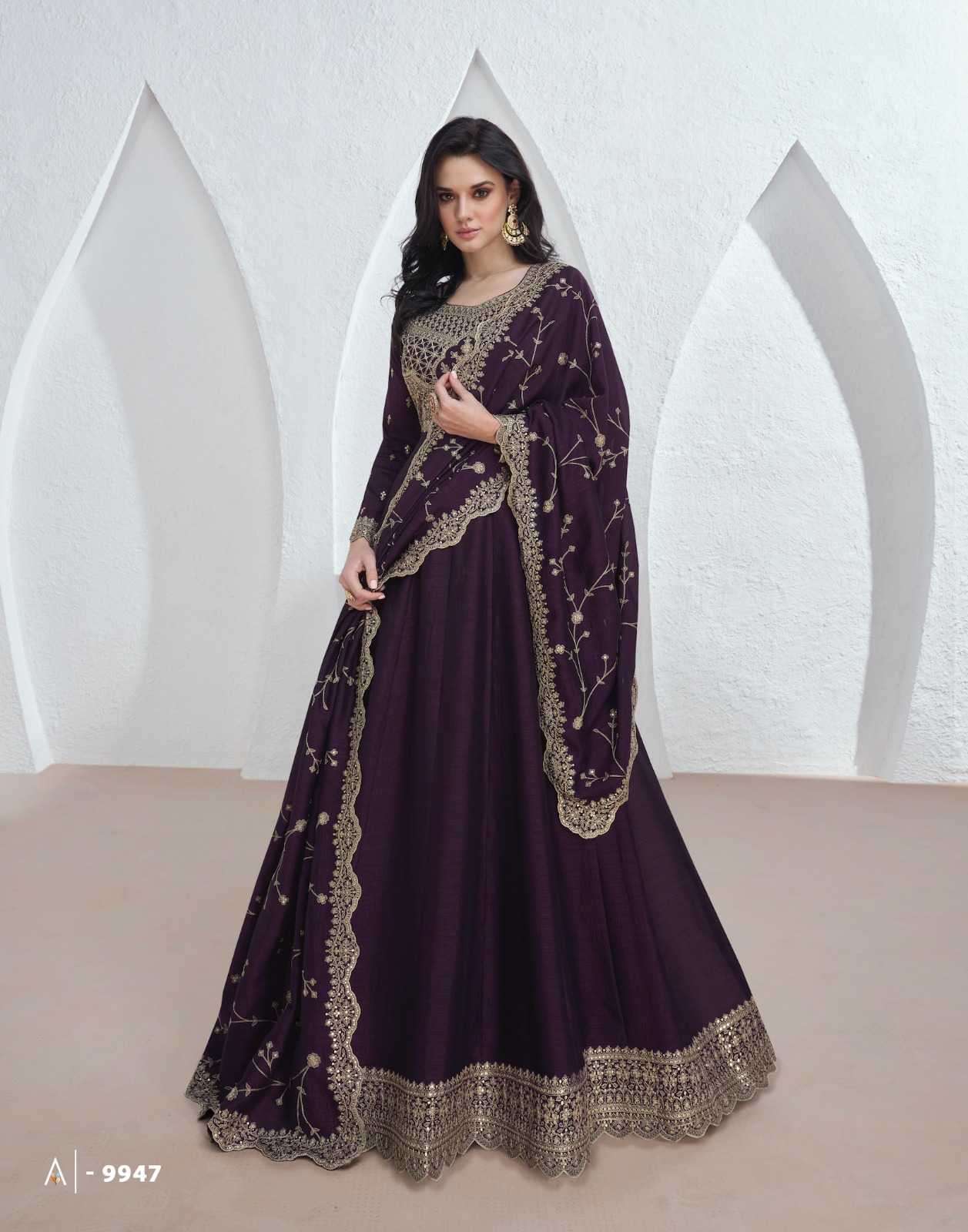 Wine Vichitra Embroidery Lace Work Salwar Suit