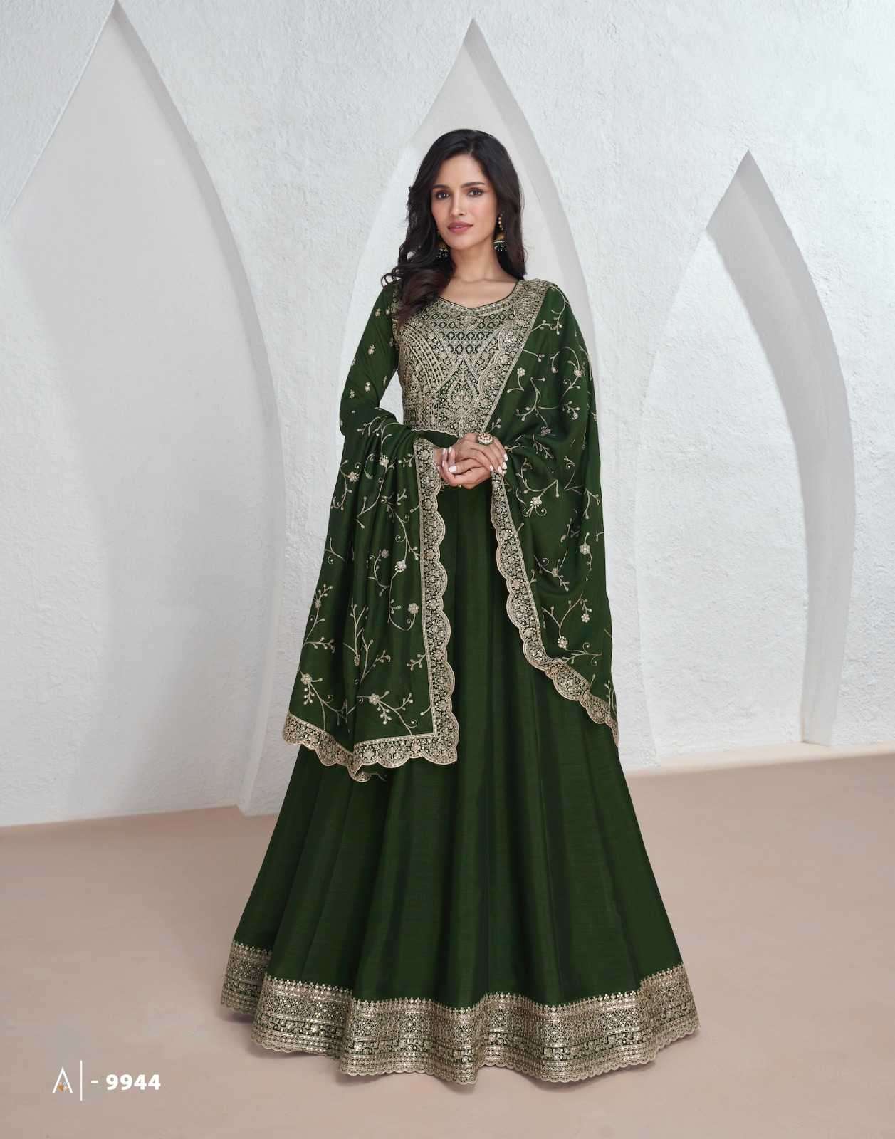 Green Vichitra Embroidery Lace Work Salwar Suit