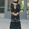 Black Chinon Silk Sequence Embroidery Work Salwar Suit