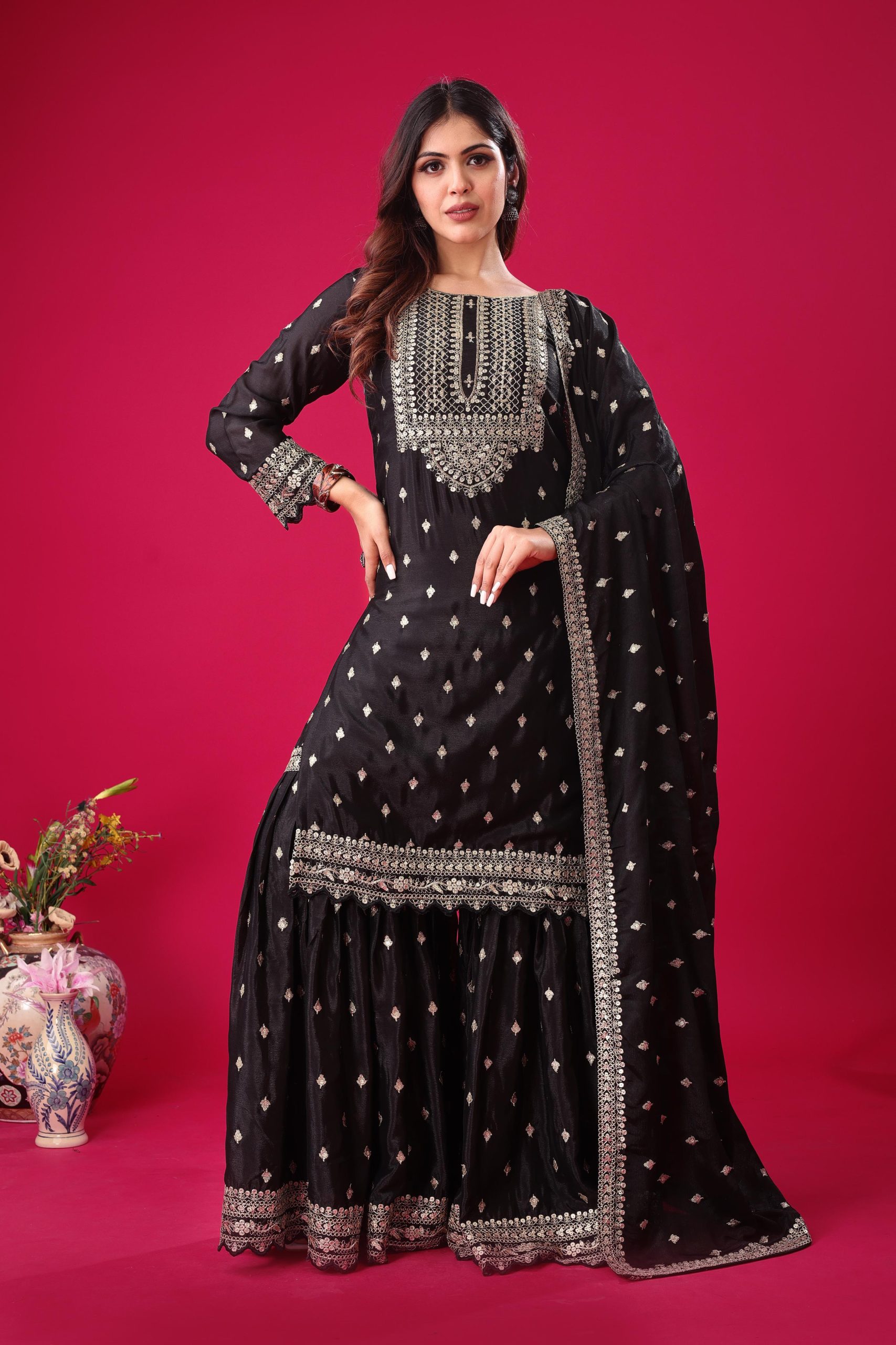 ZF 5006 Black Color Chinon Silk Sequence Work Salwar Suit Casual, Wedding, Festive, Events . Expected Delivery 4-6 Working Days @2149/- only | Jump Suits, Salwar suit, Casual Suits, Creative suits, Designer Suits, Palazzo Suits, Party Wear Suits, Patiala Suits, Straight Suits