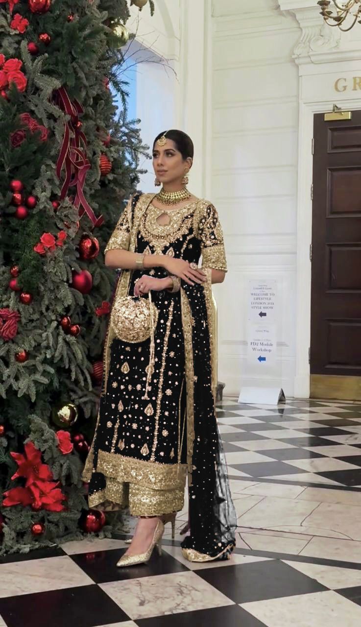 Black Faux Georgette Sequence Work Salwar Suit - Image 8