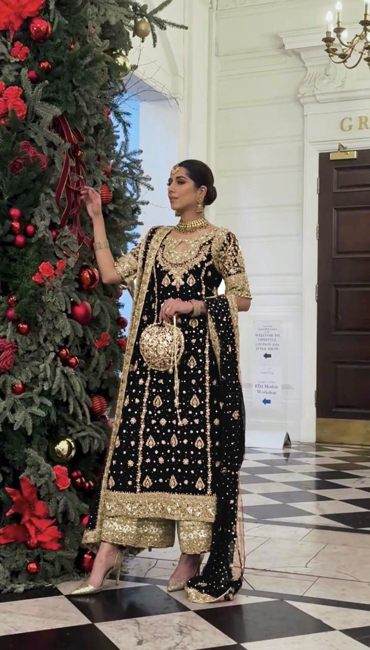 Black Faux Georgette Sequence Work Salwar Suit - Image 7