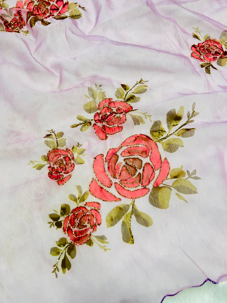 Lavender TB Organza Digital Print Saree - Image 3