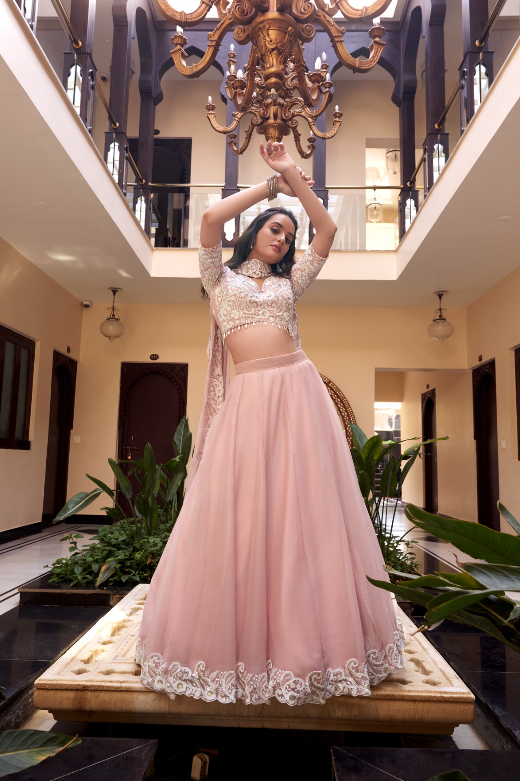 Light Pink Weone Silk Sequins Work Lehenga Choli - Image 2