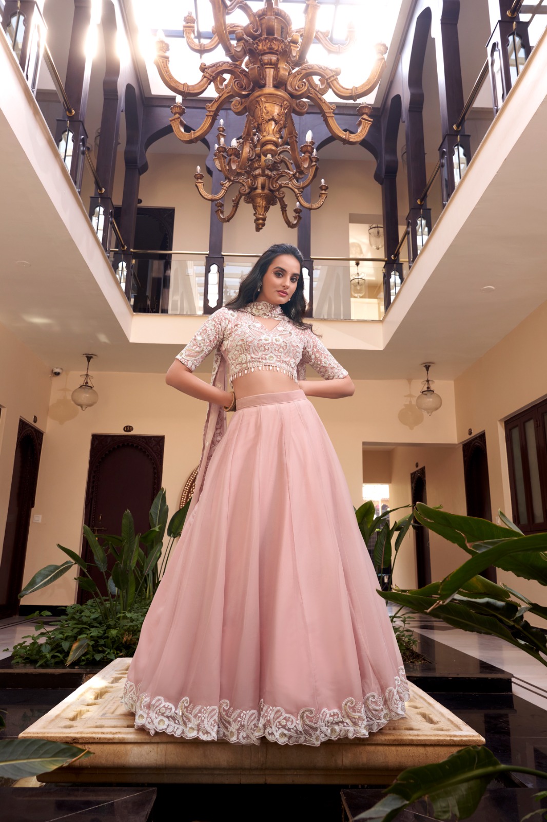 Light Pink Weone Silk Sequins Work Lehenga Choli