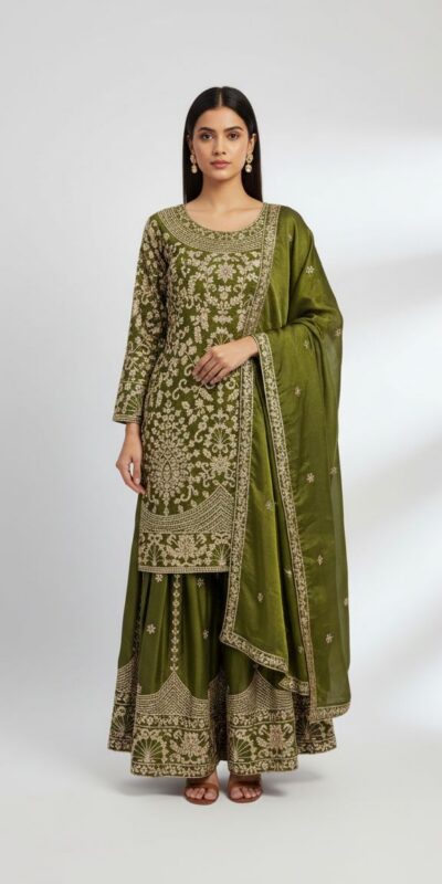 SR 1697 Mahendi Color Organza Silk Salwar Suit with Embroidery Work. Festive Deal ₹2549. Delivery 4-6 Working Days. Shop now. | Casual Suits, Jump Suits, Tops & Bottoms, Track Suits, Salwar suit, Creative suits, Designer Suits, Palazzo Suits, Party Wear Suits, Patiala Suits, Straight Suits, Trendy Wear