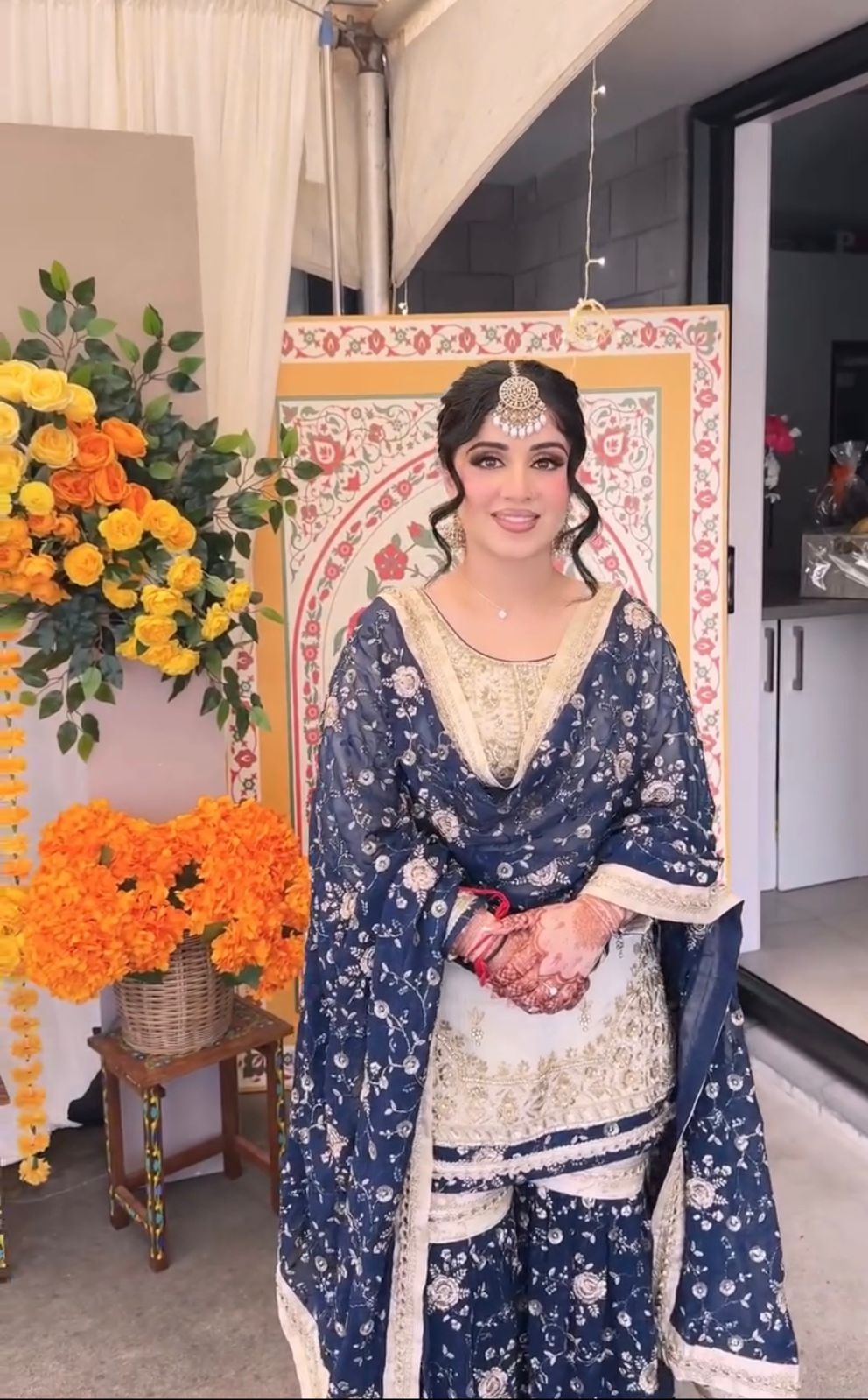 Navy Blue Faux Georgette Sequence Work Salwar Suit - Image 2