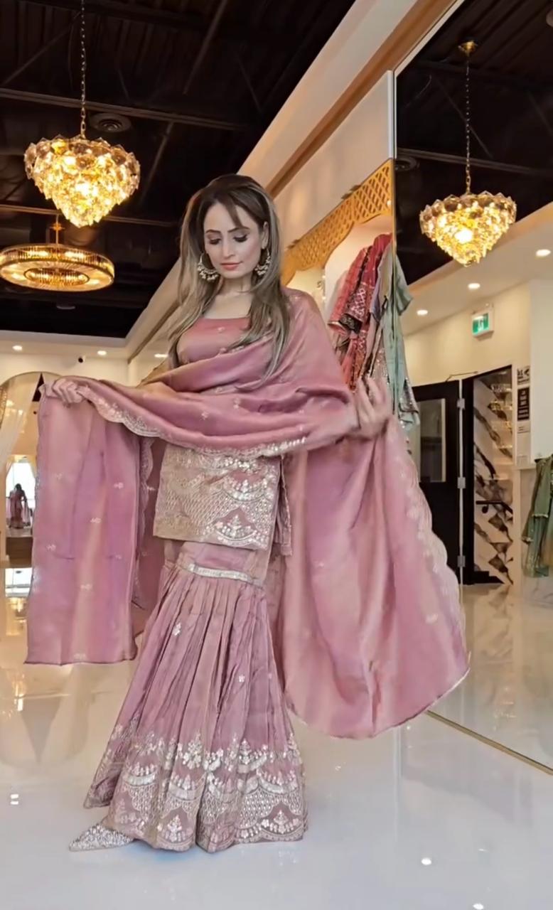 SSR 511 Onion Color Chinon Silk Sequence Work Salwar Suit Casual, Wedding, Festive, Events . Expected Delivery 4-6 Working Days @2099/- only | Jump Suits, Salwar suit, Casual Suits, Creative suits, Designer Suits, Palazzo Suits, Party Wear Suits, Patiala Suits, Straight Suits