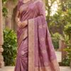 Onion Satin Silk Lace Zari Work Saree
