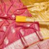 Peach Banarasi Silk Zari Lace Work All Over Saree